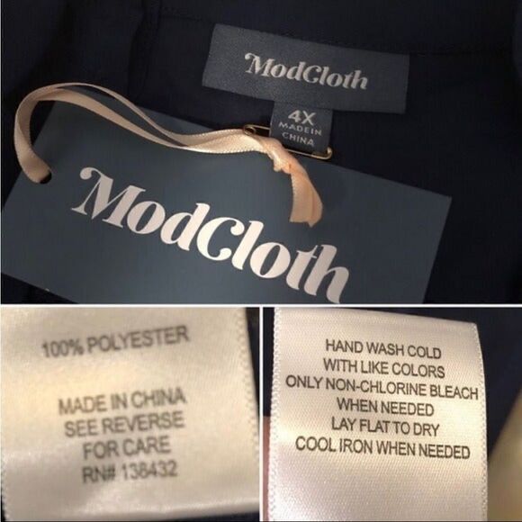 Modcloth Outstanding Scallops Sleeveless Blouse Navy Blue 4X - Picture 10 of 12